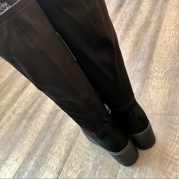 Black Faux Suede Knee Boots - Picture 8 of 9